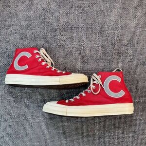 Converse Chuck 70 Hi Mens 10 Red Leather Varsity C Patch Sneakers